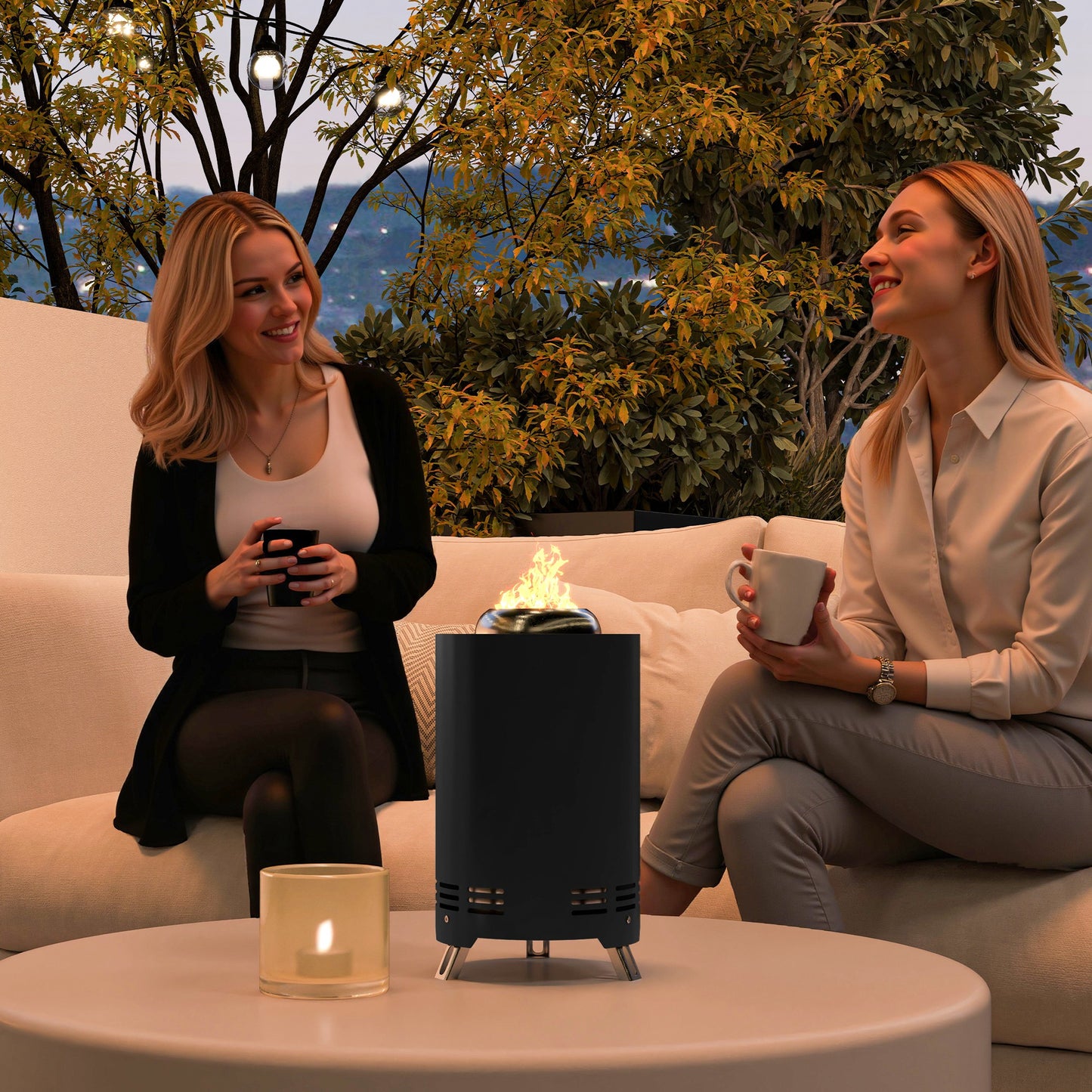 Outsunny Smokeless Tabletop Fire Pit 16 X 16 Cm Stainless Steel Portable Wood Or Pellet Fueled For Garden Camping Black