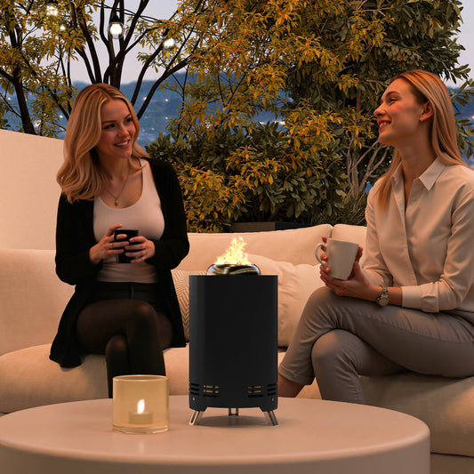 Outsunny Smokeless Tabletop Fire Pit 16 X 16 Cm Stainless Steel Portable Wood Or Pellet Fueled For Garden Camping Black