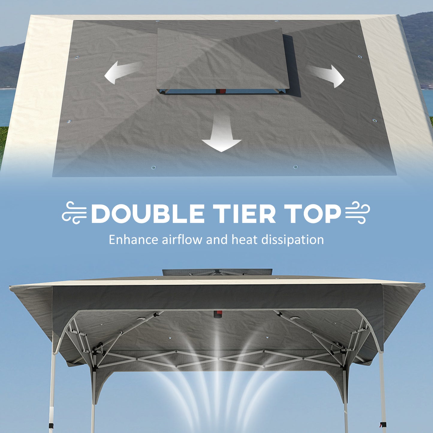 Outsunny 3.5x3.5m Pop Up Gazebo With One Push Setup UPF50 Plus Double Tier Canopy Carry Bag Dark Grey