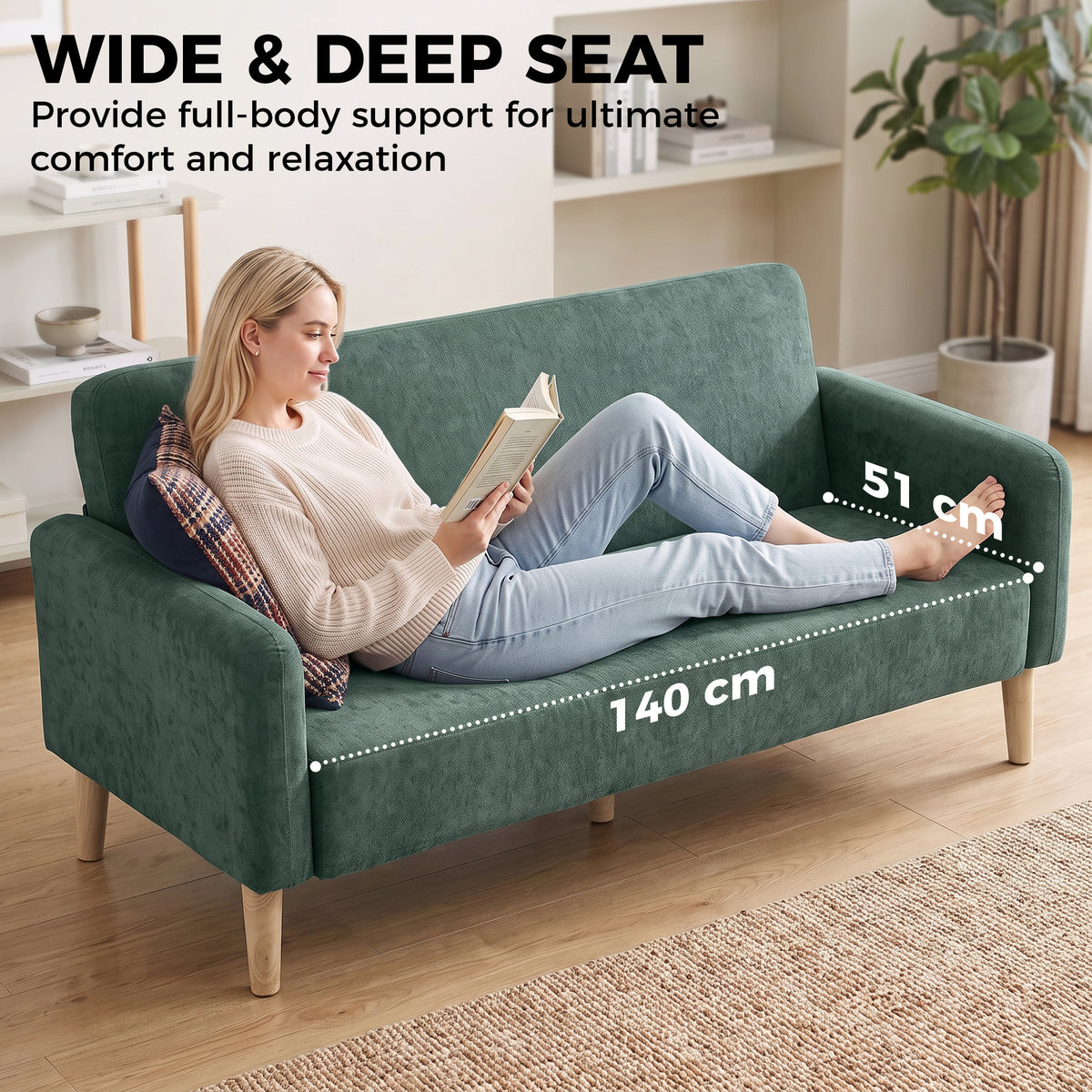 Homcom 2 Seater Velvet Sofa Small Couch With Thick Padding Dark Green