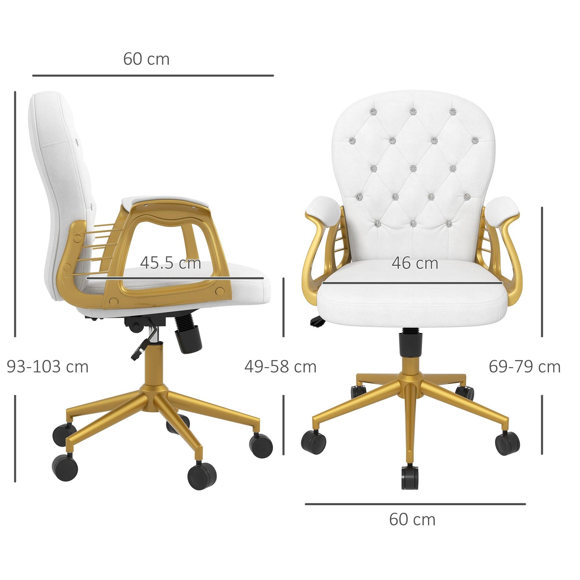 Vinsetto Height Adjustable Office Chair, Cream White - ALL4U RETAILER LTD