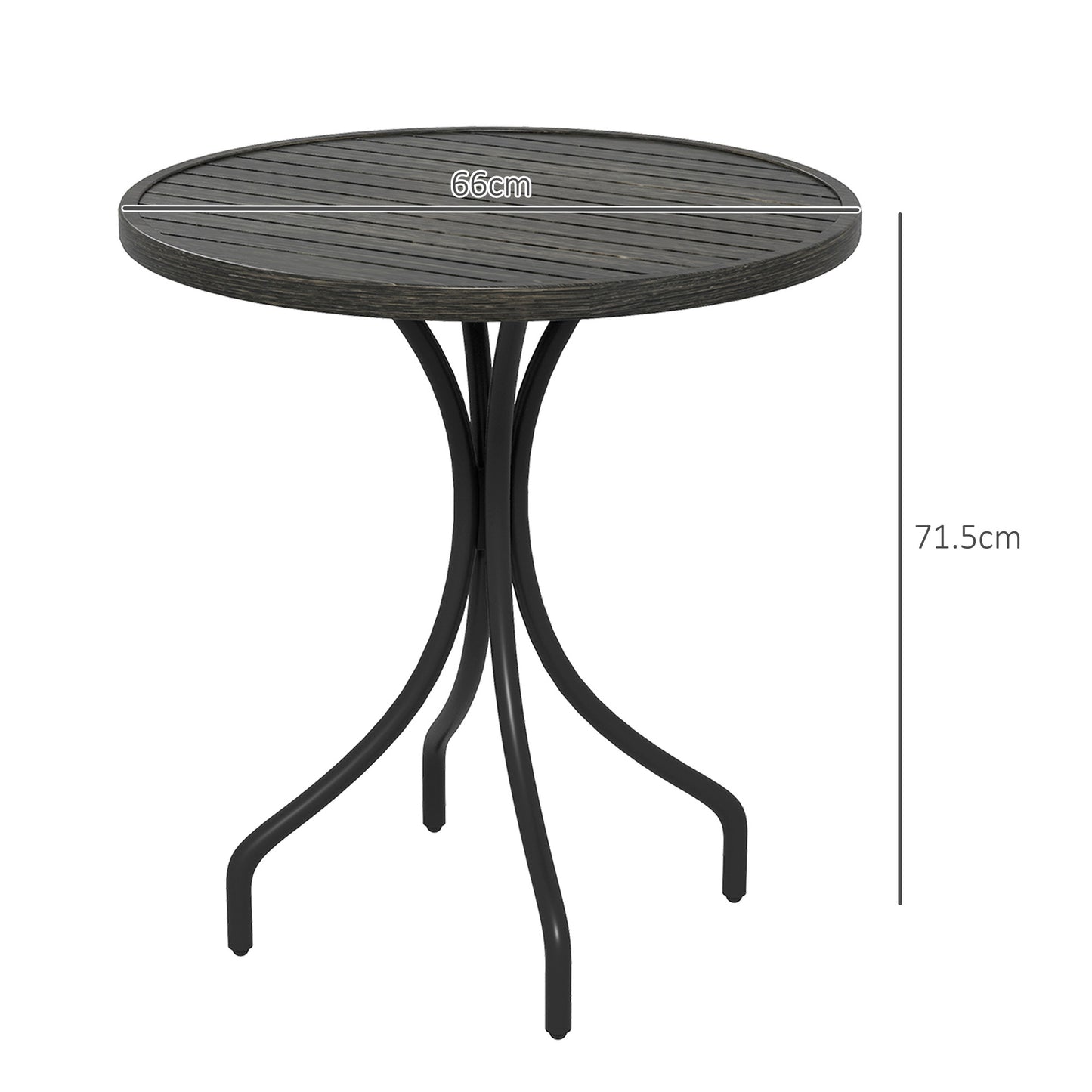 Outsunny 66cm Galvanised Steel Round Garden Table With Slatted Top Grey Powder Coated Frame