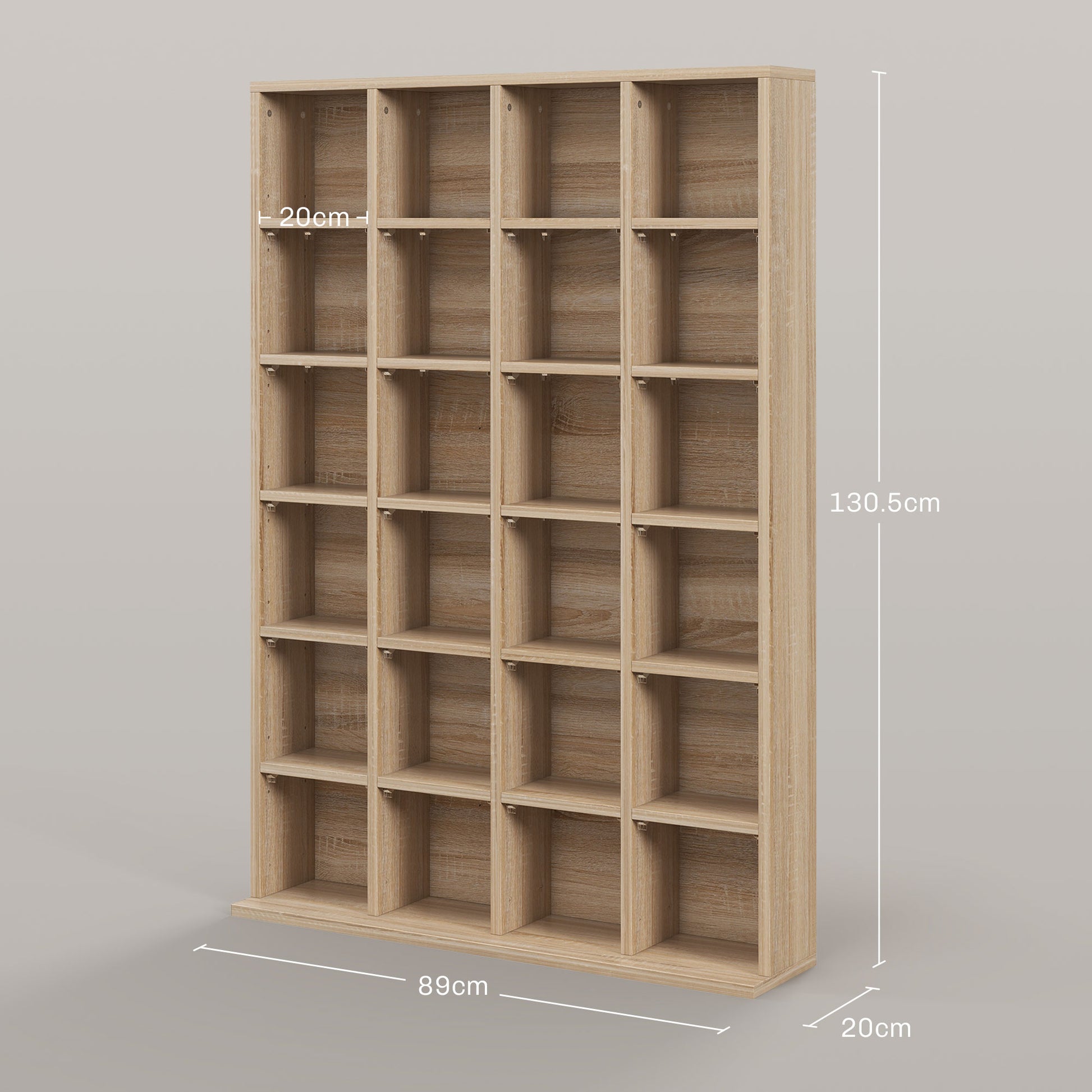 HOMCOM Modern Adjustable CD and DVD Storage Unit in Natural Wood Finish - 89 x 130.5 cm - ALL4U RETAILER LTD