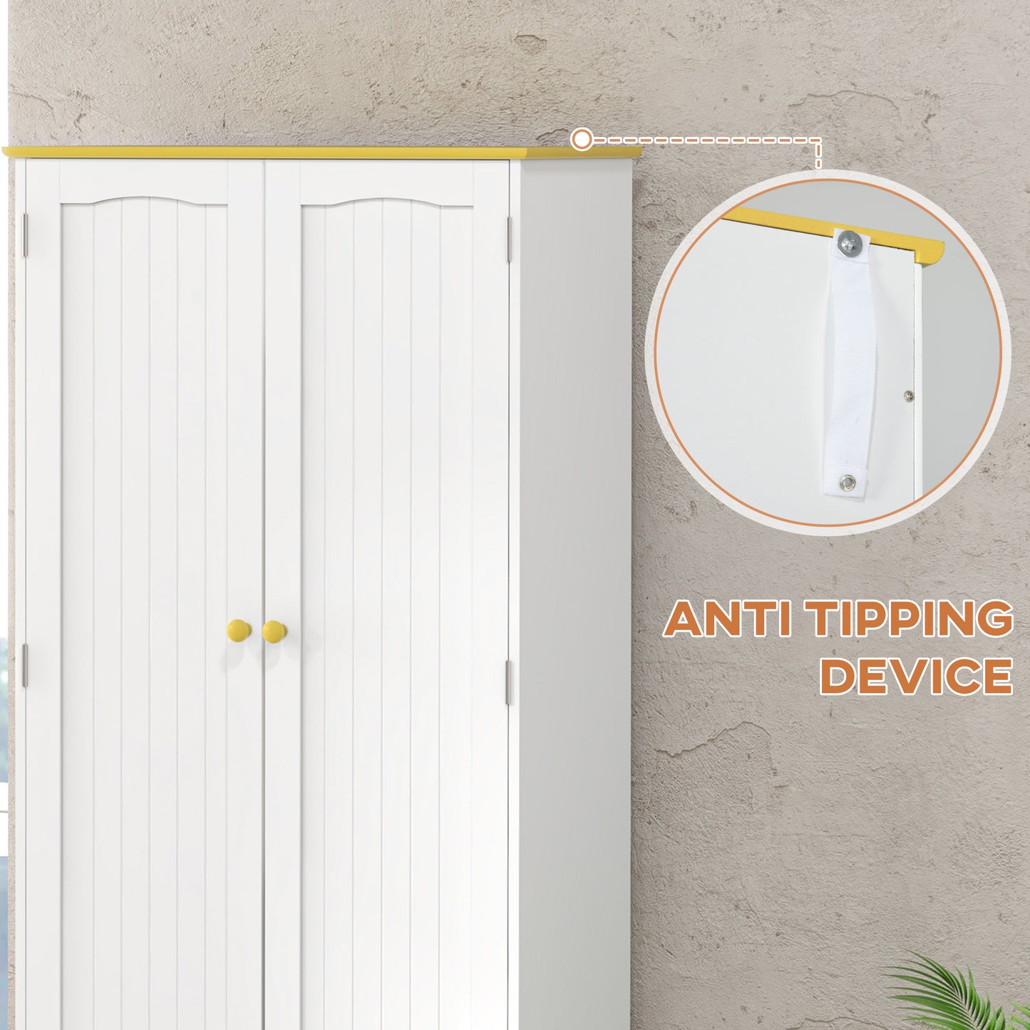 HOMCOM Freestanding Four Door Kitchen Cupboard Storage Cabinet With Six Internal Shelves 183cm White Wood Effect