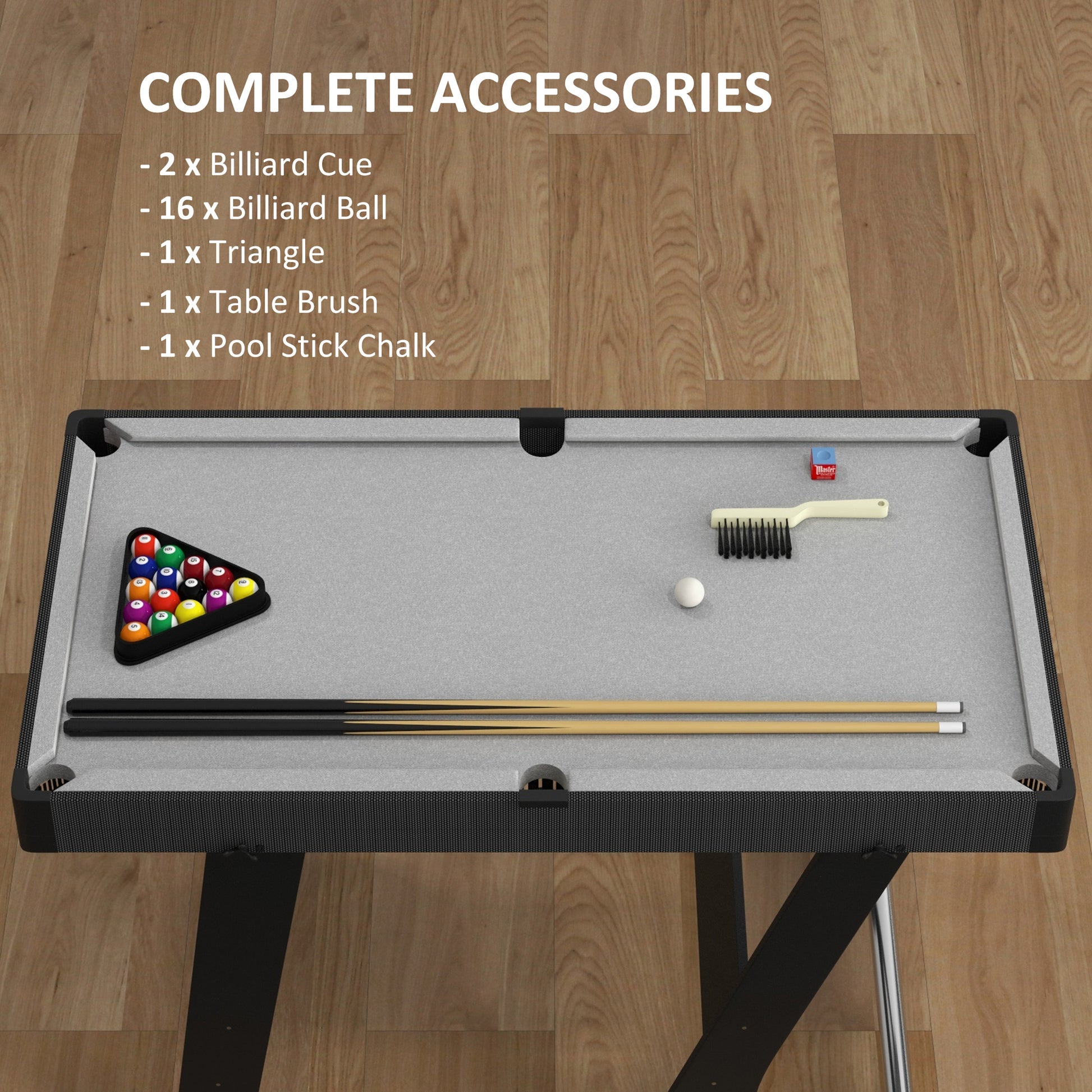 HOMCOM Compact 3.5ft Folding Snooker and Pool Table Set with Accessories - Grey - ALL4U RETAILER LTD