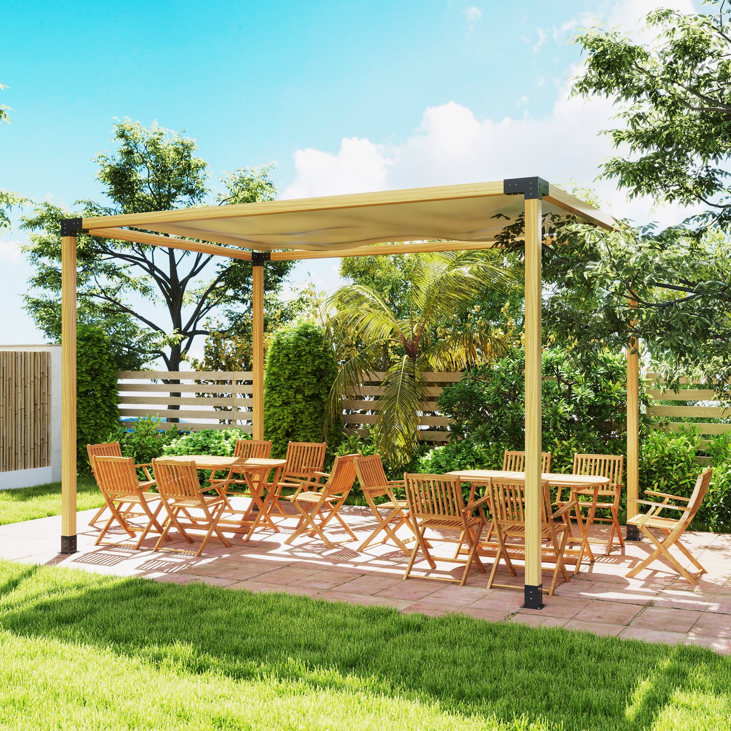 Outsunny Pergola Brackets Kit Diy 3 Way Corner Brackets And 4x4 Post Base For Lumber 8 Pieces With Screws