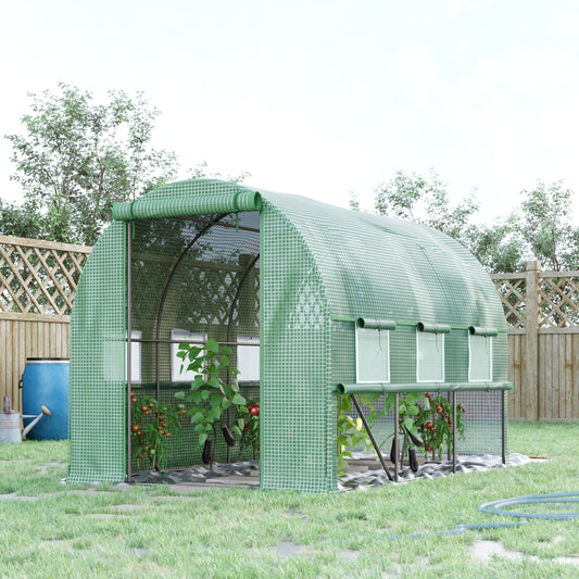 Outsunny 3 x 2 x 2m Polytunnel Green House w/ UV-resistant PE Cover, Green - ALL4U RETAILER LTD