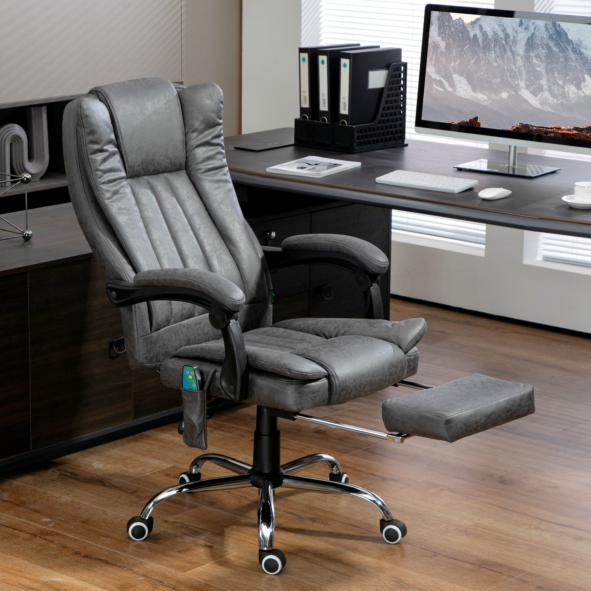 Vinsetto Dark Grey Massage Office Chair with Heat and Footrest - Six Vibration Points - ALL4U RETAILER LTD