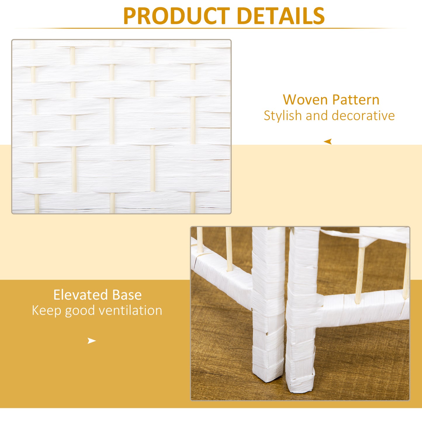 HOMCOM 3 Panel Folding Room Divider Privacy Screen Paravent Partition For Living Room And Bedroom White