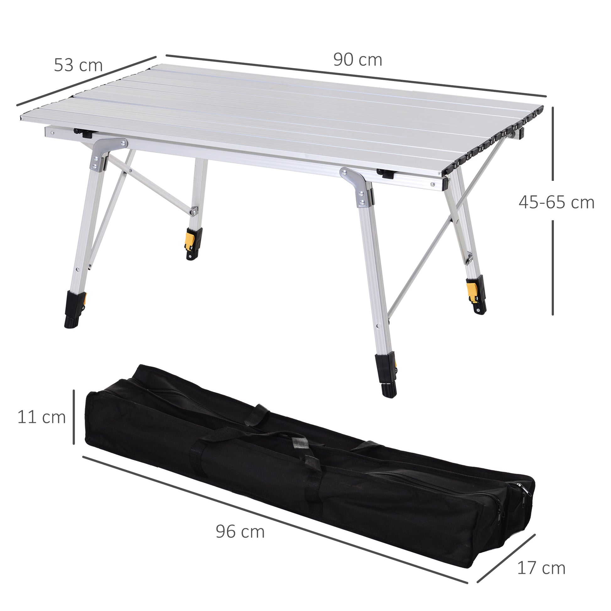 Outsunny Portable 3FT Aluminium Folding Picnic Table with Roll-Up Top and Carrying Bag - Ideal for Camping and BBQs - ALL4U RETAILER LTD