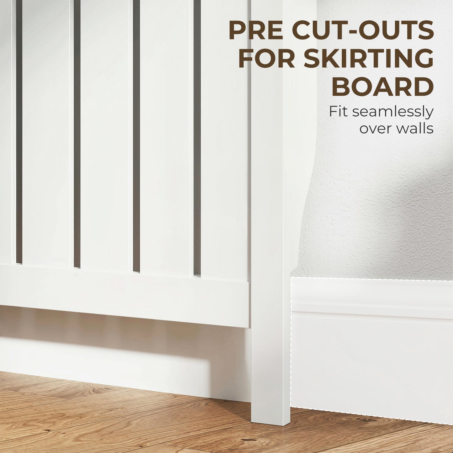 HOMCOM 93 By 119 Cm Rustic Look White Radiator Cover With MDF Construction And Vertical Slats For Safe Heat Flow