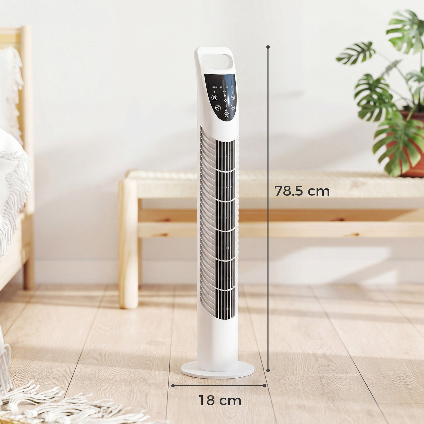 HOMCOM Tower Fan Oscillating With Remote Control 3 Speeds 3 Wind Modes Natural Normal Sleep 40W Timer White