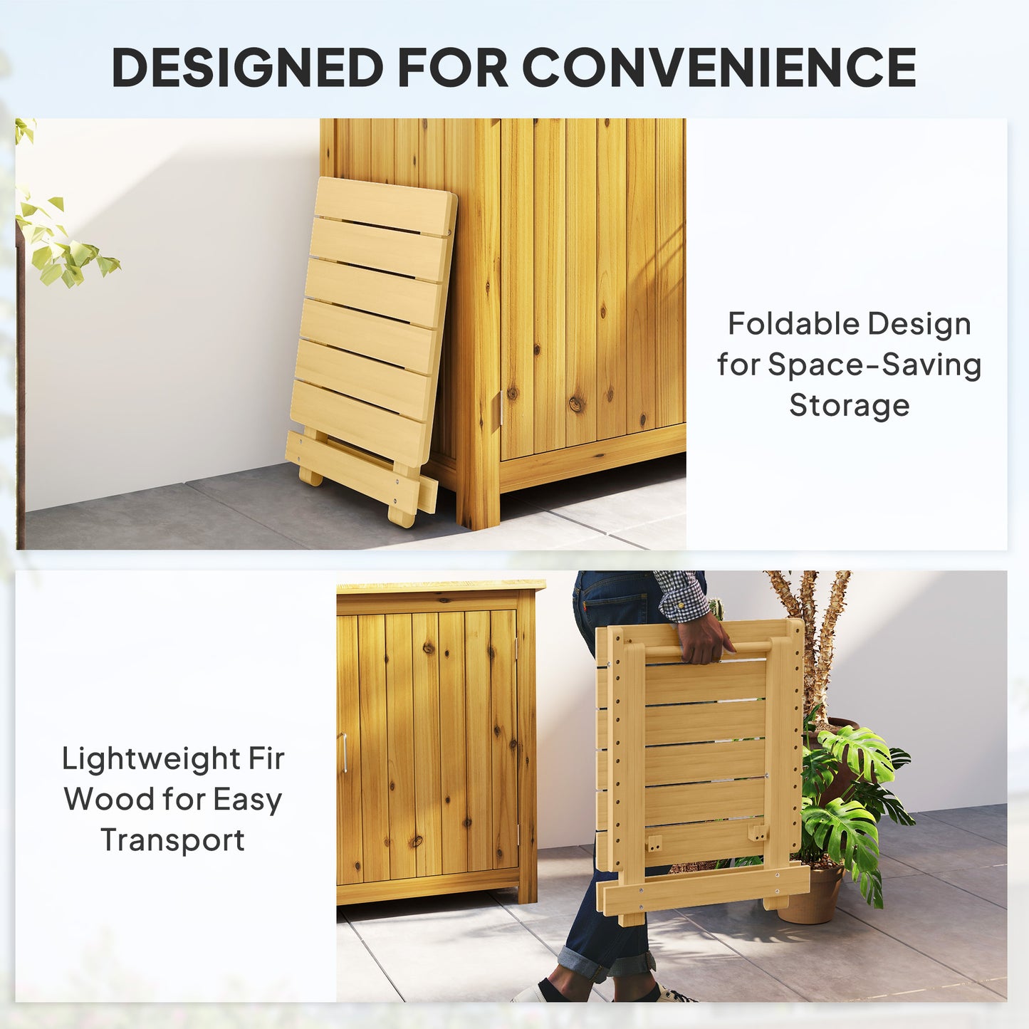 Outsunny Wooden Foldable Outdoor Coffee Table for Garden Or Patio with Slatted Top in Fir Wood