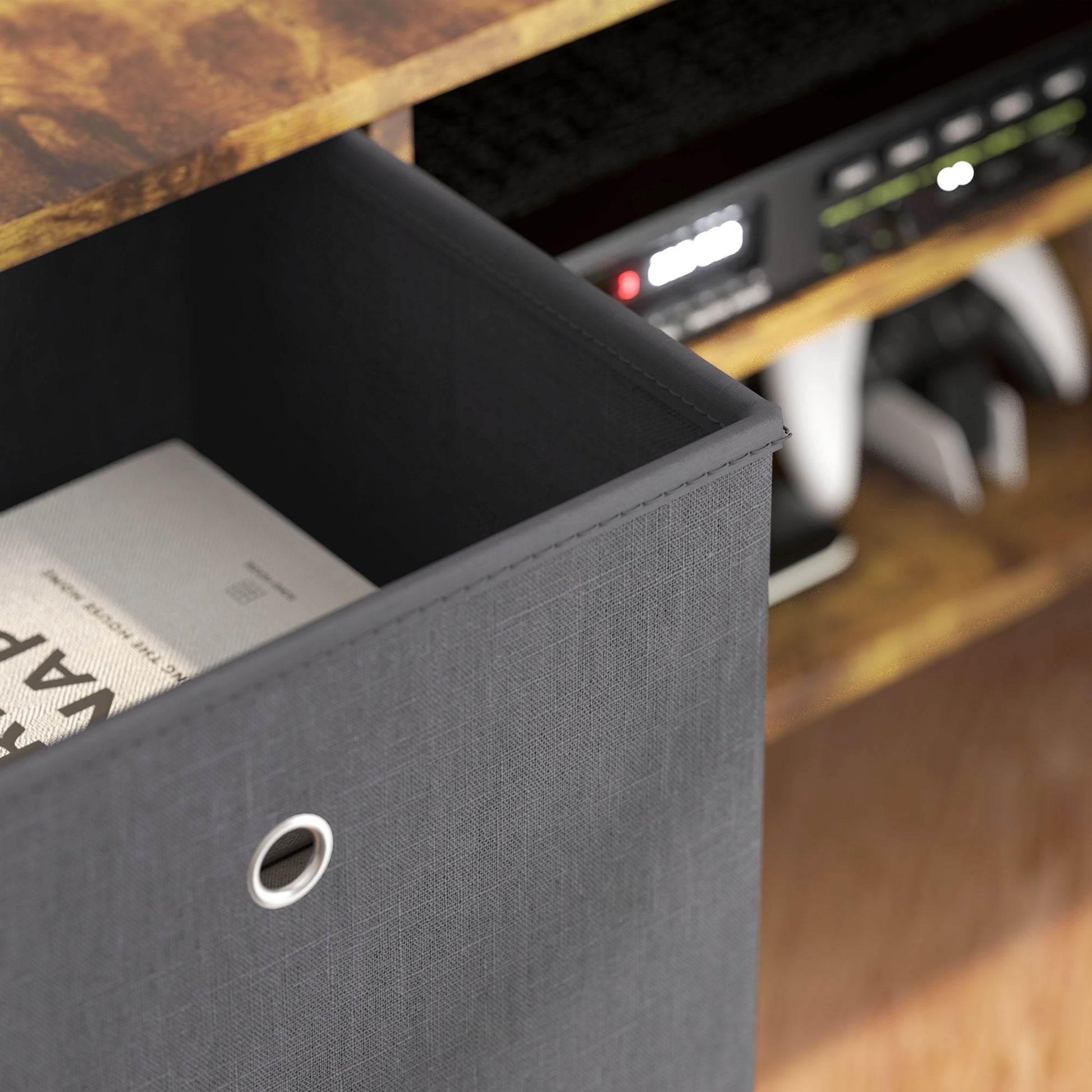 Rustic Brown HOMCOM TV Stand with Foldable Drawers for 50'' Screens - Versatile Entertainment Center for Living Room - ALL4U RETAILER LTD