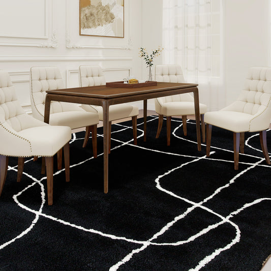 HOMCOM Modern Fluffy Area Rug With Geometric Pattern Washable Soft High Pile Carpet 170x120 cm Black