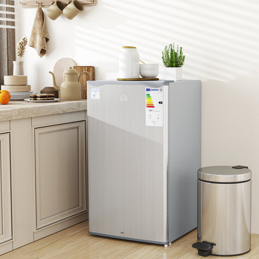 HOMCOM 91L Freestanding Under Counter Fridge With Lock Grey Ideal For Small Kitchens Bedrooms And Offices