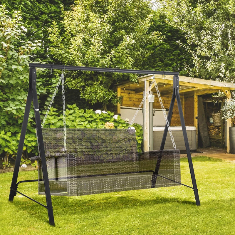 Outsunny Steel Frame Multi-Swing Seat Frame - Black Outdoor Garden Swing Structure - ALL4U RETAILER LTD