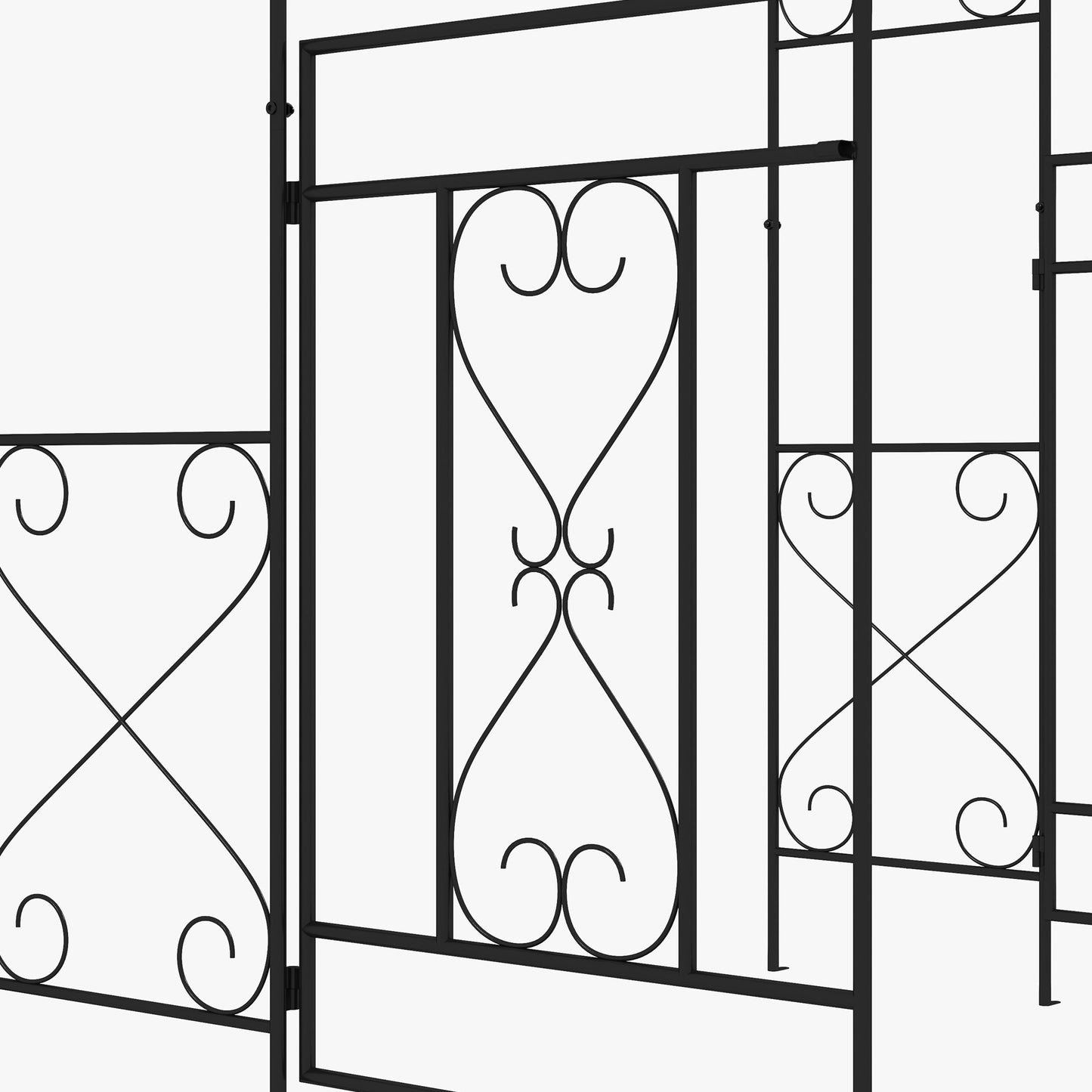 Outsunny Powder Coated Steel Garden Arch With Gate Black For Outdoor Decor And Climbing Vines Plants