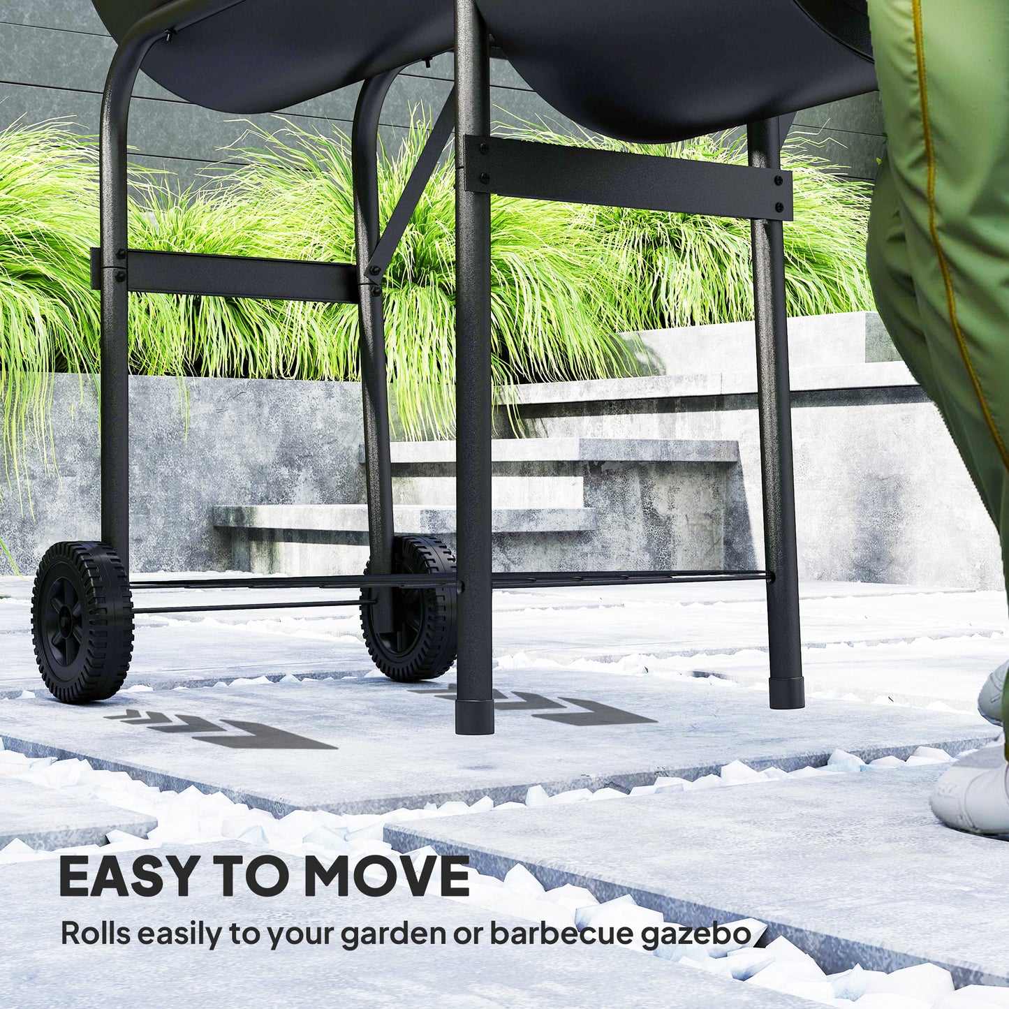 Outsunny Portable Charcoal Barbecue Grill With Offset Smoker 109 By 60 By 120 Cm Black Outdoor
