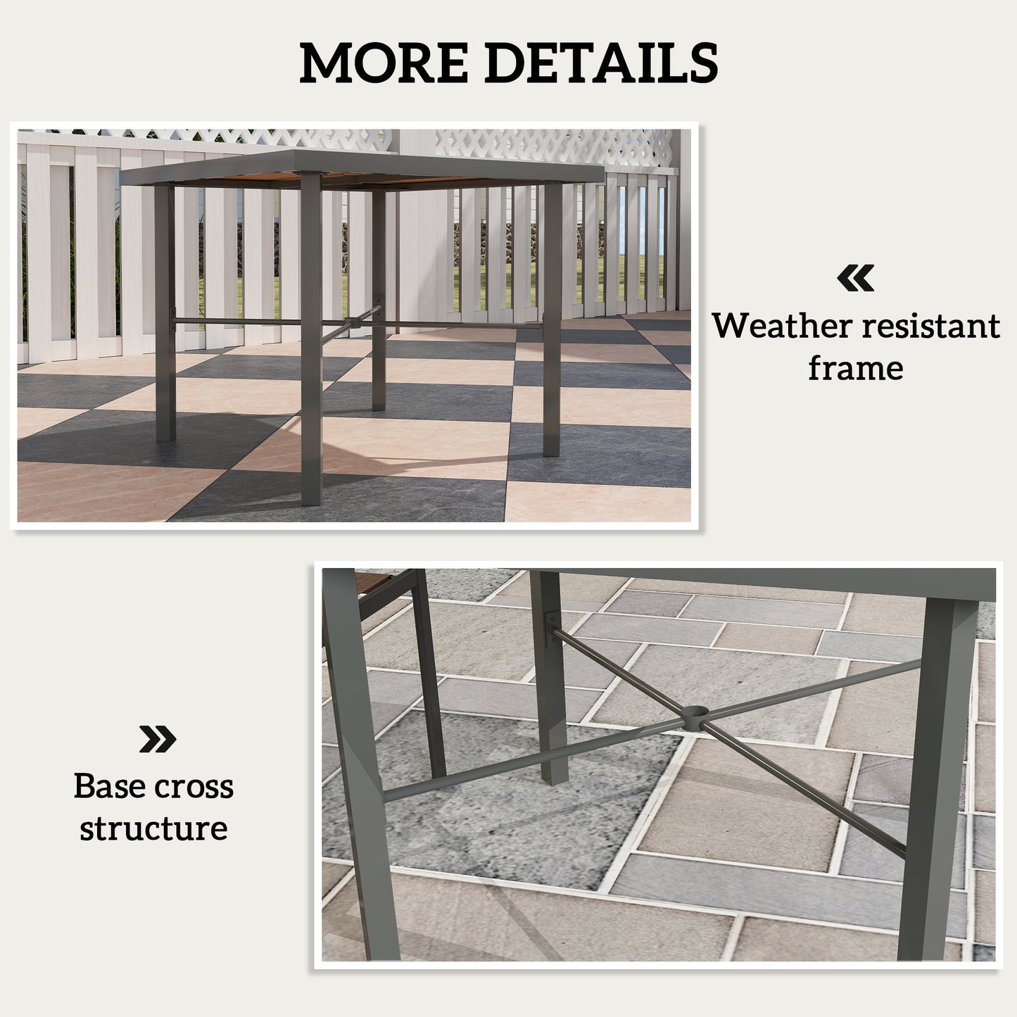 Outsunny 90 cm Outdoor Dining Table For 4 With Umbrella Hole Wood Effect Top Rust Resistant Steel Frame Patio