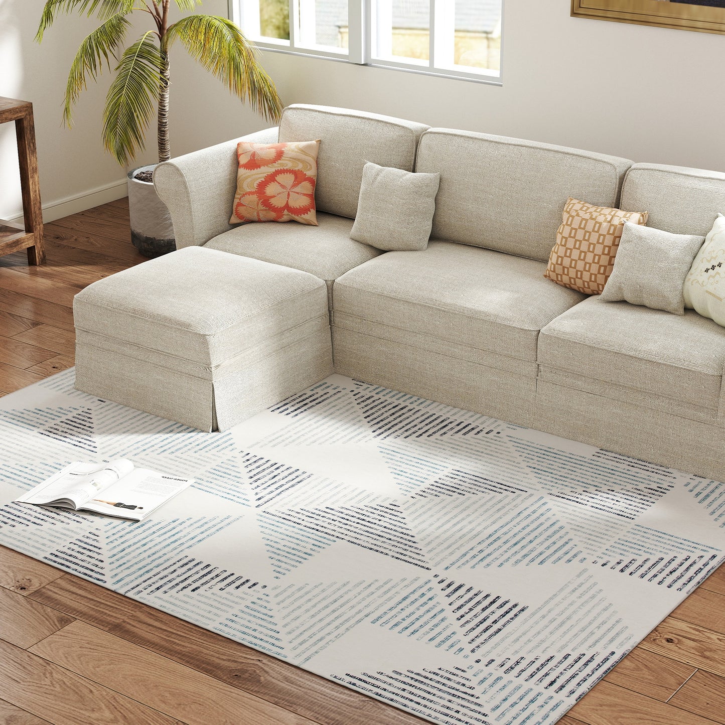 HOMCOM Geometric Rug Non Slip Washable 230 By 160 Cm For Living Room Dining Room Bedroom And Home Office Multi Coloured