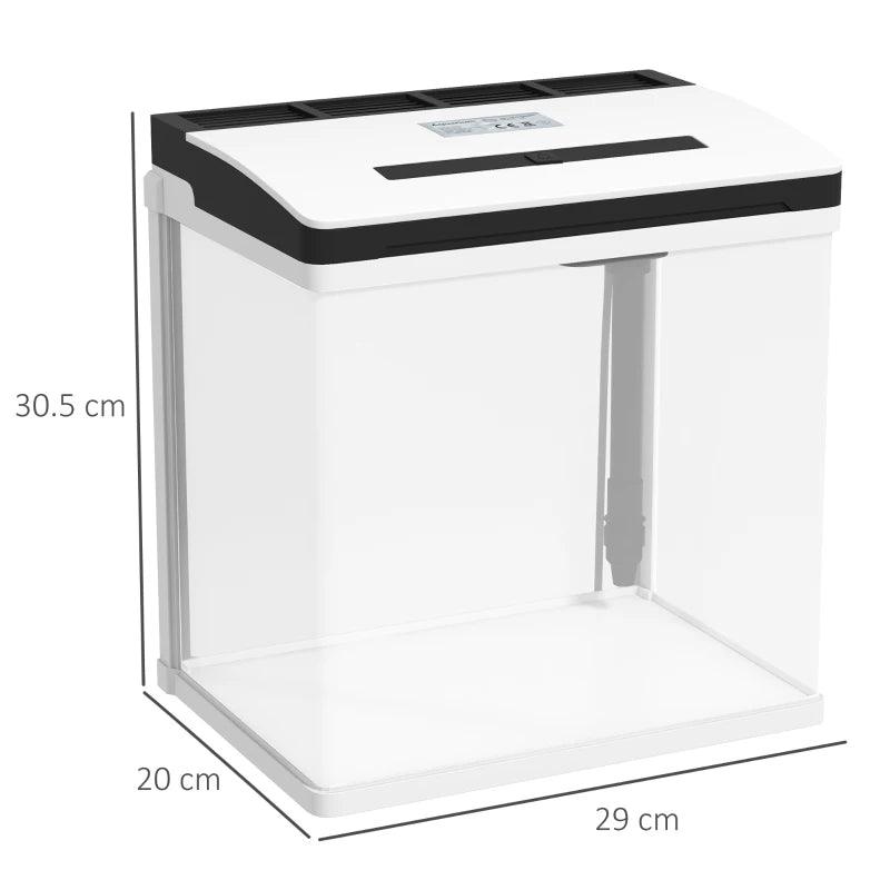PawHut 13L Glass Aquarium Fish Tank with Filter and LED Lighting - Ideal for Betta, Guppy, Mini Parrot Fish, Shrimp - Compact Size: 29 x 20 x 30.5cm - ALL4U RETAILER LTD