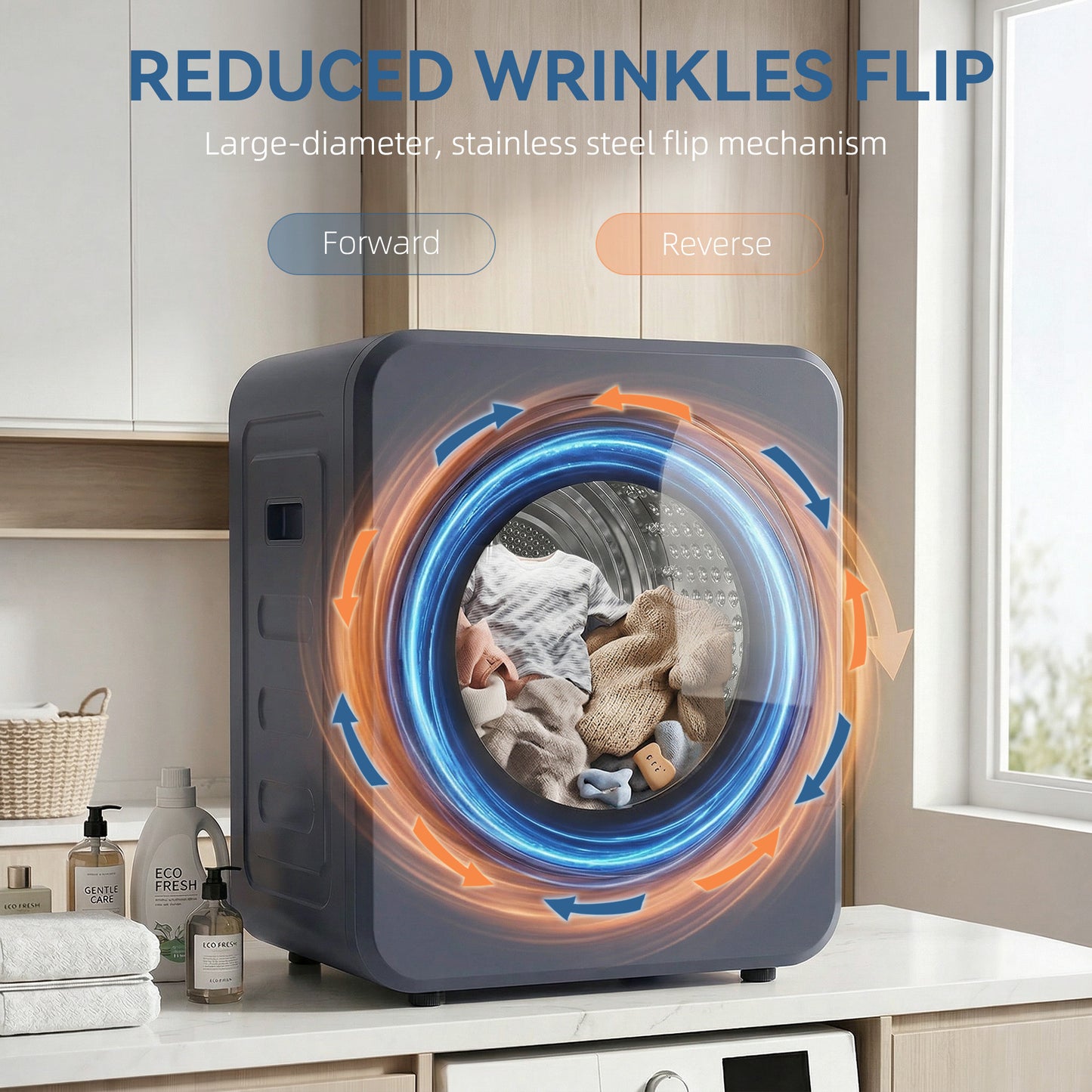 HOMCOM 4kg Vented Tumble Dryer With Stainless Steel Drum 800W Compact Front Freestanding Grey Sterilising Cycle