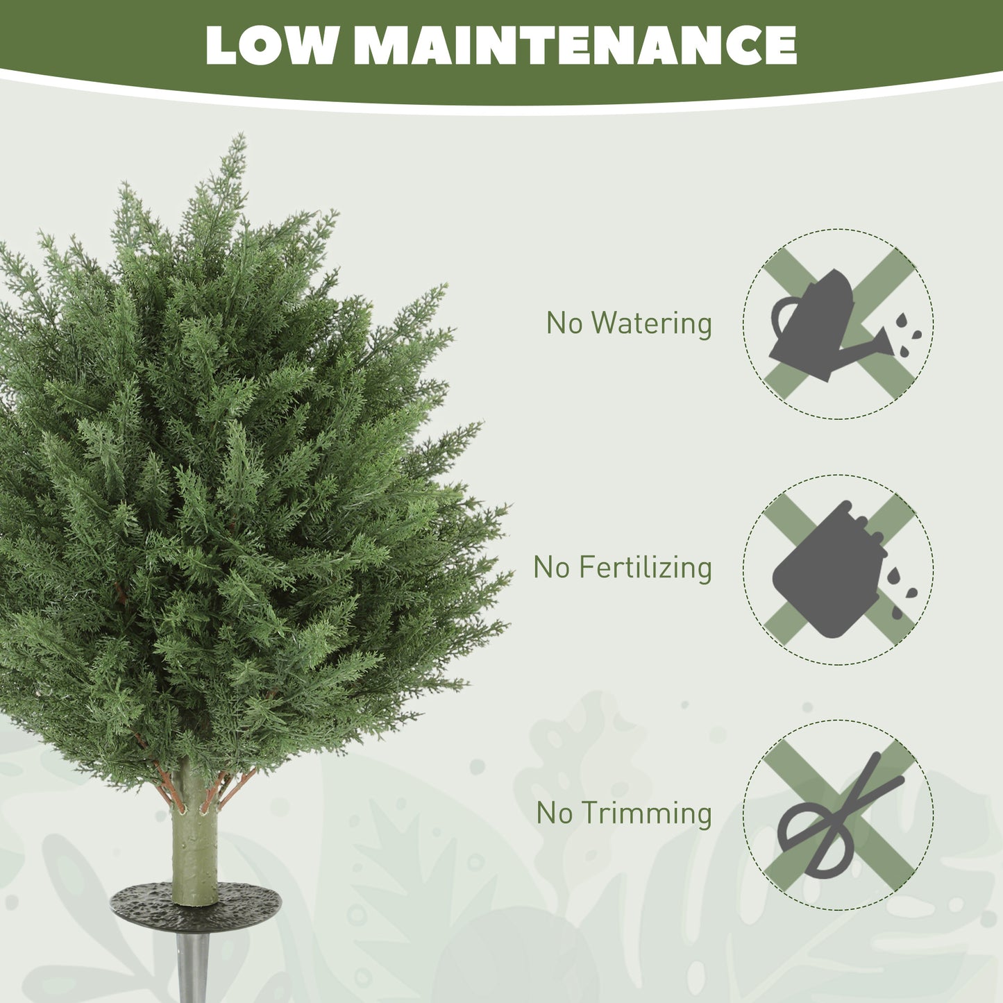 HOMCOM 60 cm Artificial Cypress Tree Set of 2 with Ground Stake for Indoor and Outdoor Use UV Resistant Green