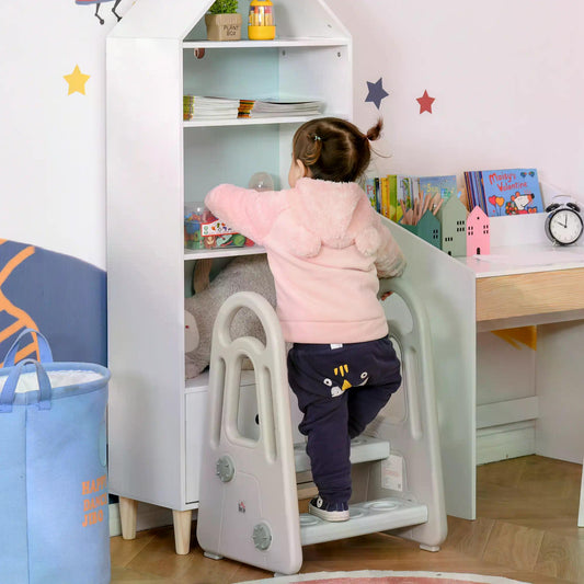 HOMCOM Kids Two-Step Stool: Safe Ladder for Potty Training & Bathroom Independence with Non-Slip Features - ALL4U RETAILER LTD