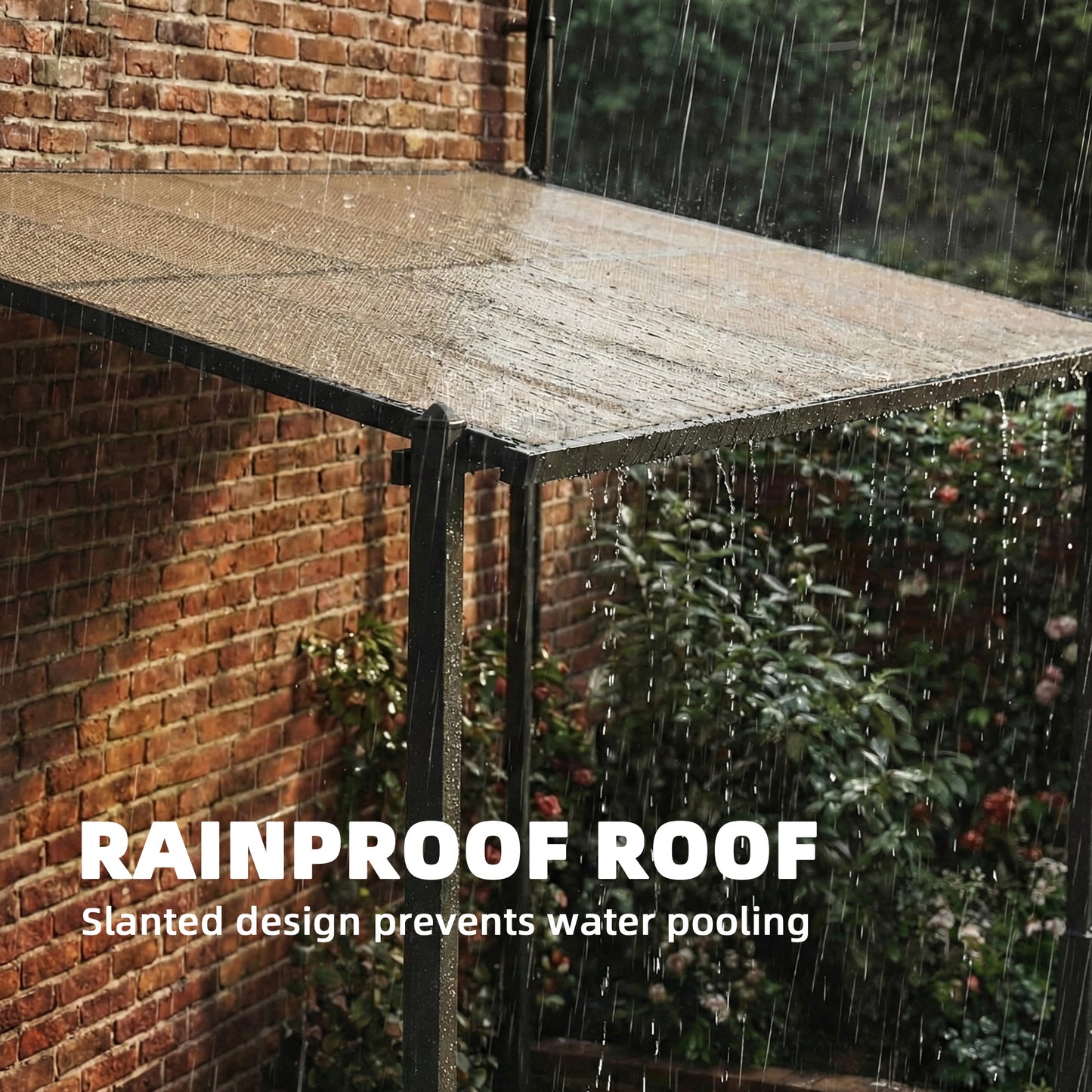 Outsunny 3.6 x 3 m Lean To Garden Pergola With PC Roof Aluminium Frame Hardtop Gazebo With Drainage Gutters Dark Grey