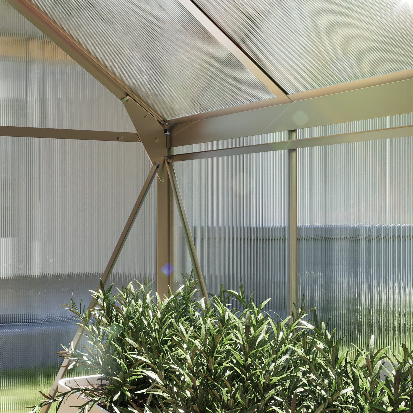 Outsunny 6 By 6ft Polycarbonate Greenhouse With Powder Coated Aluminum Frame For Easy Walk In Access Clear