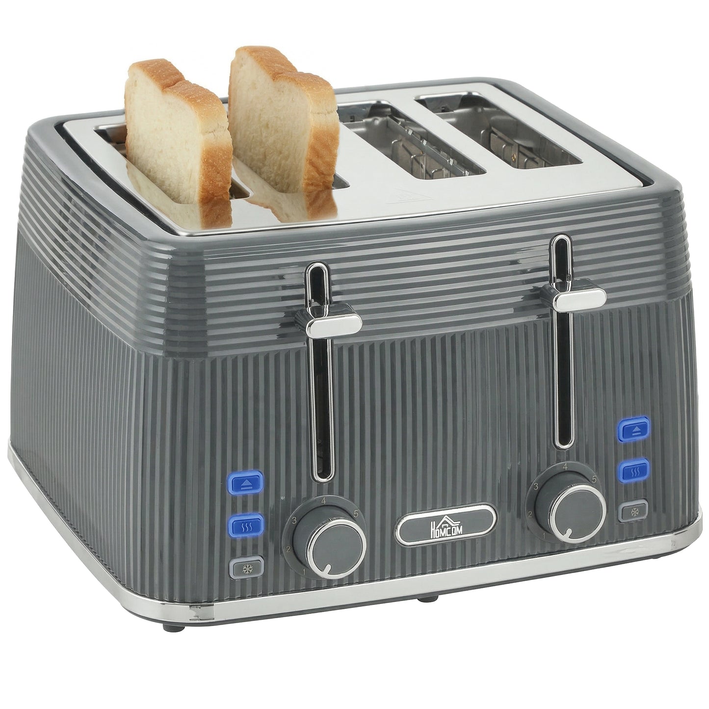 HOMCOM 4 Slice Toaster with Dual Controls and 7 Browning Levels Removable Crumb Tray Grey