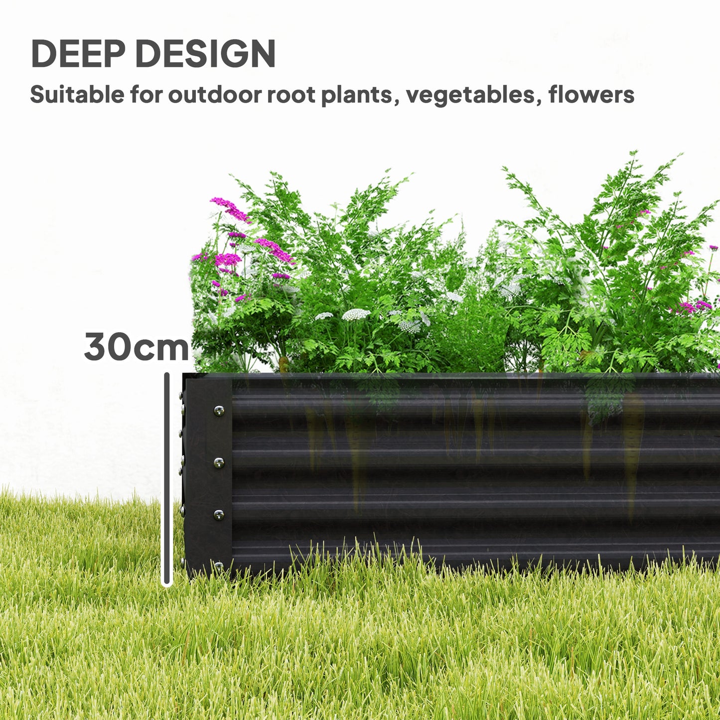 Outsunny 180 By 90cm Galvanised Steel Open Planter With 30cm Depth And 459 L Capacity