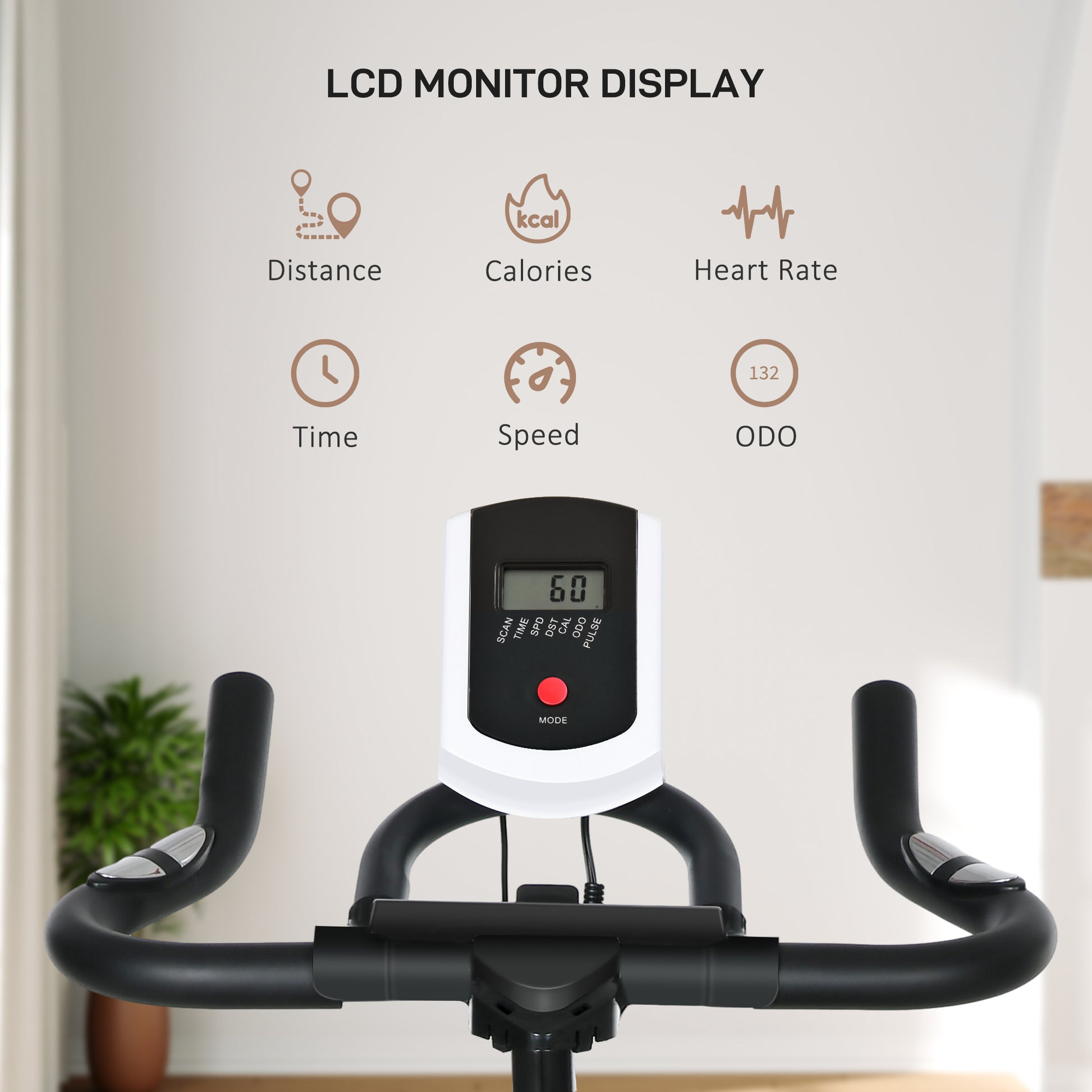 HOMCOM Indoor Cycling Stationary Bike with LCD Display & Heart Rate Monitor for Home Fitness - ALL4U RETAILER LTD