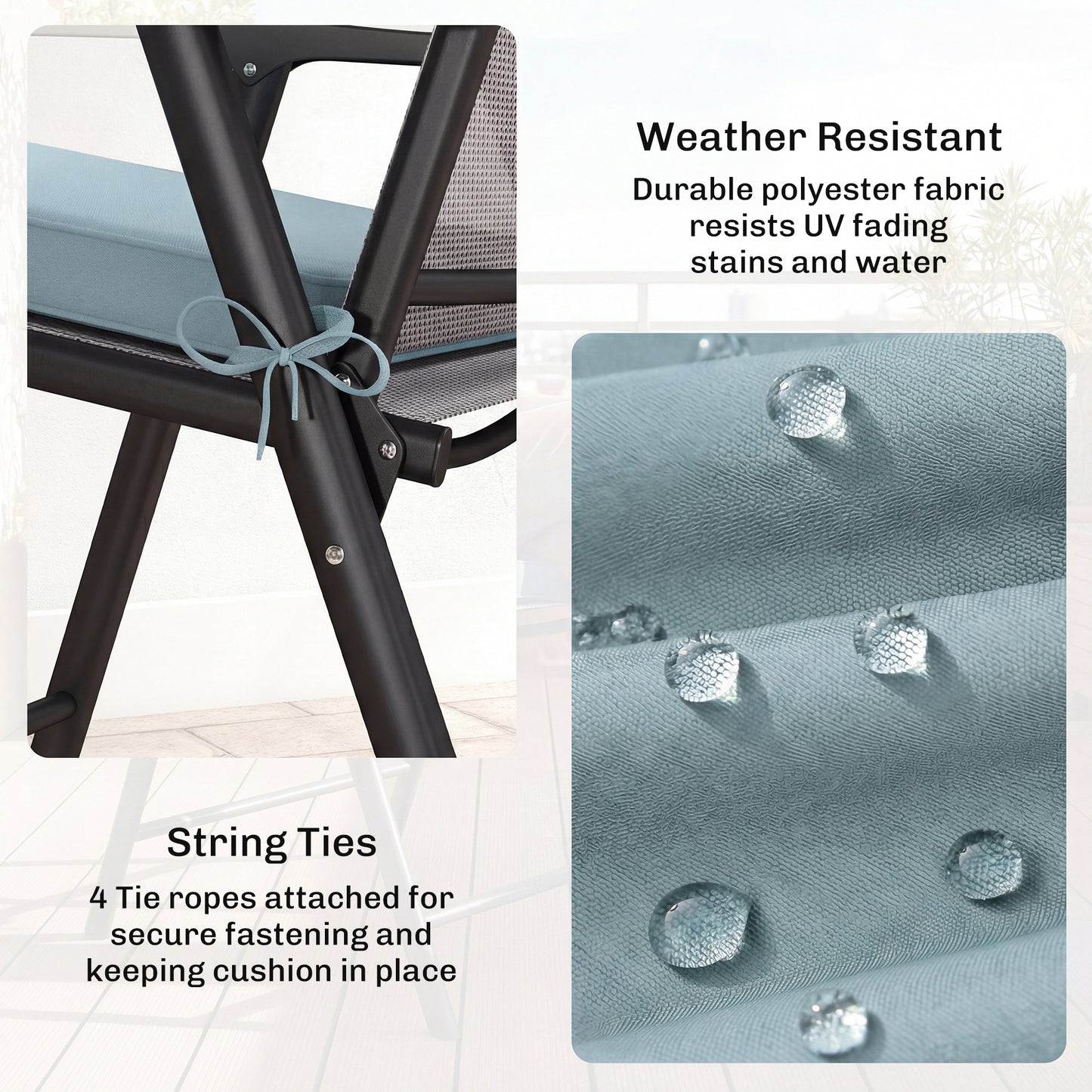 Outsunny Set of 6 Chair Cushions for Dining Chairs With Straps Indoor Outdoor Removable Tie On Garden Patio Light Grey