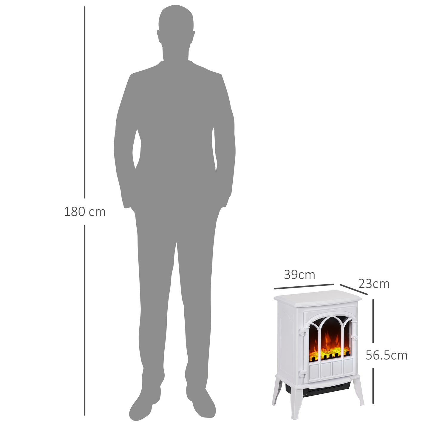 HOMCOM Freestanding Electric Fireplace With LED Flame Effect And Overheating Safety System 1000W/2000W White
