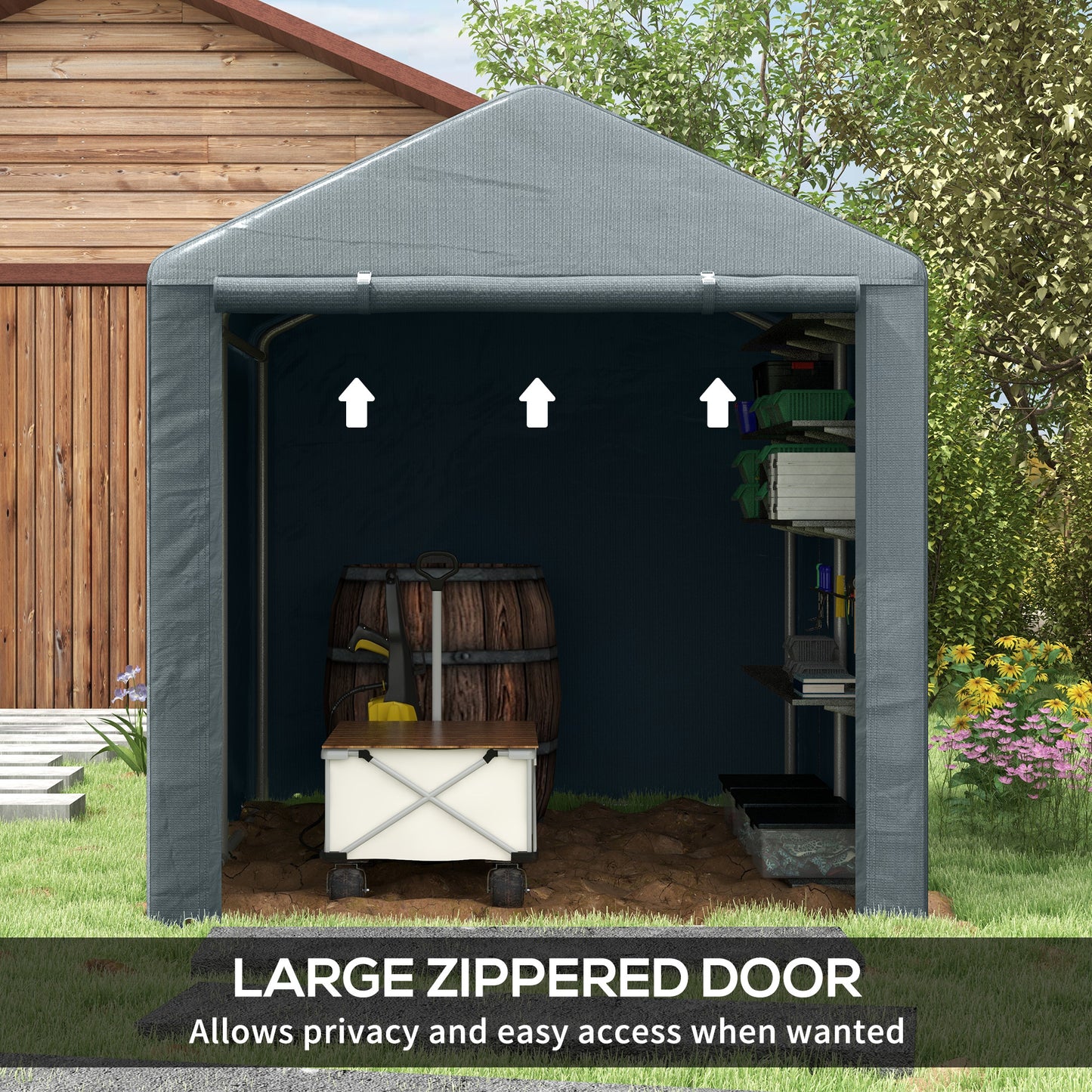 Outsunny 1.6 x 2.2m Outdoor Storage Shed with Accessories - Dark Grey - ALL4U RETAILER LTD