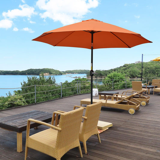 Outsunny 2.6M Patio Umbrella Outdoor Sunshade Canopy w/ Tilt and Crank Orange - ALL4U RETAILER LTD