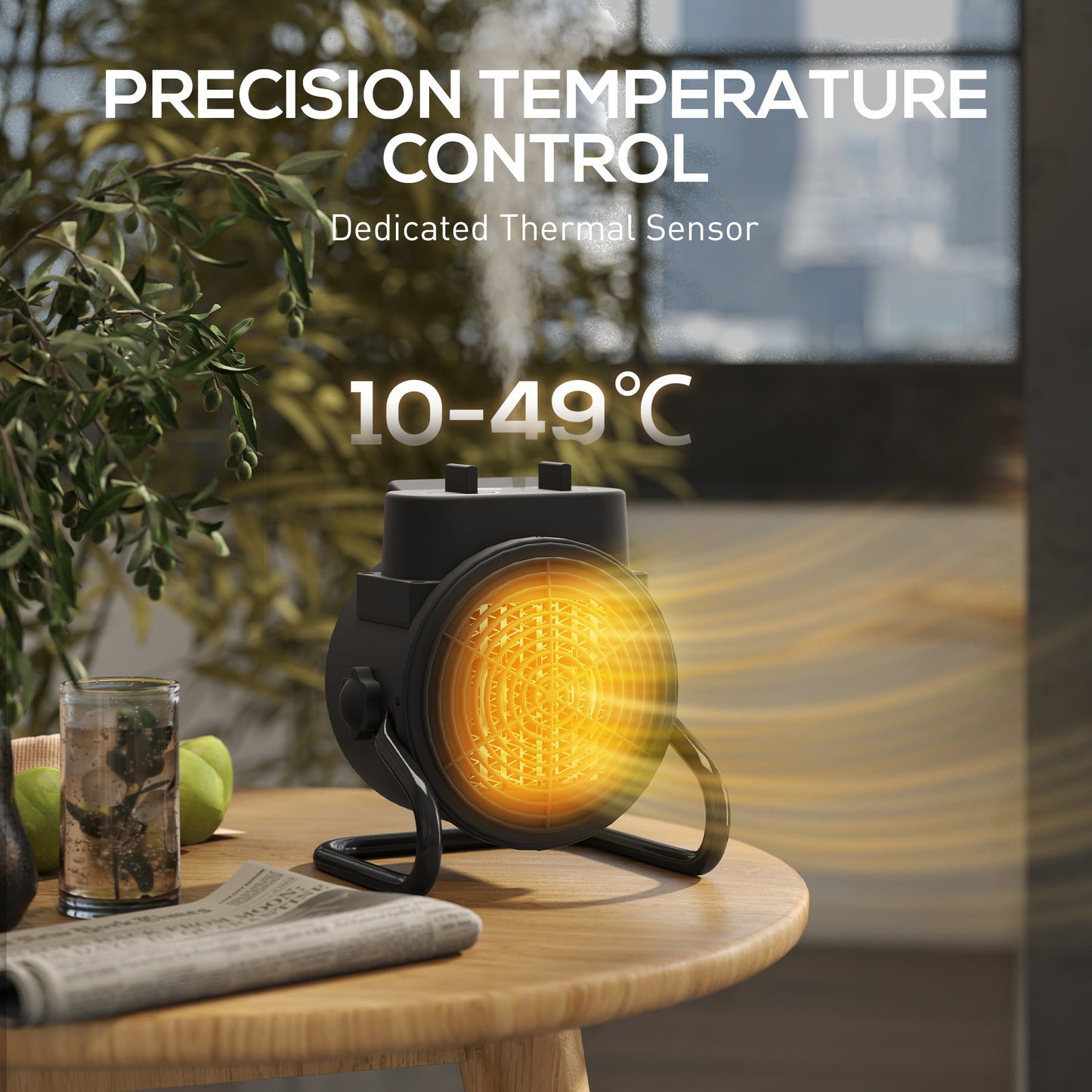 HOMCOM 2000W Portable Ceramic Electric Space Heater With Fan And Dual Safety Overheat Protection Black