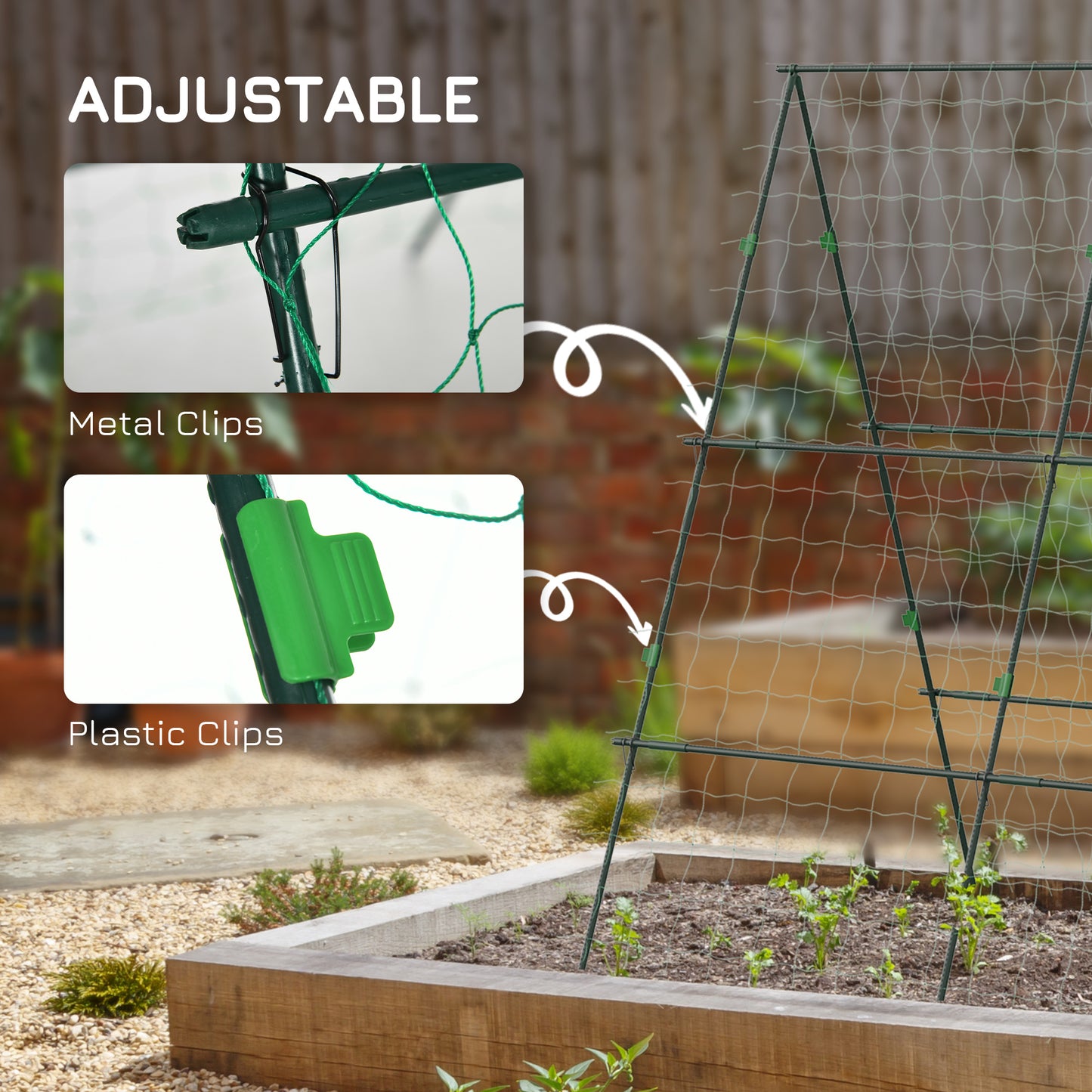 Outsunny Garden Cucumber Trellis With Climbing Net A Frame Plant Support Adjustable For Raised Beds Vegetables