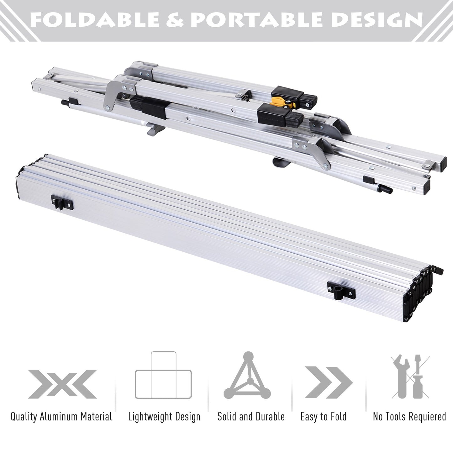 Outsunny Portable 3FT Aluminium Folding Picnic Table with Roll-Up Top and Carrying Bag - Ideal for Camping and BBQs - ALL4U RETAILER LTD