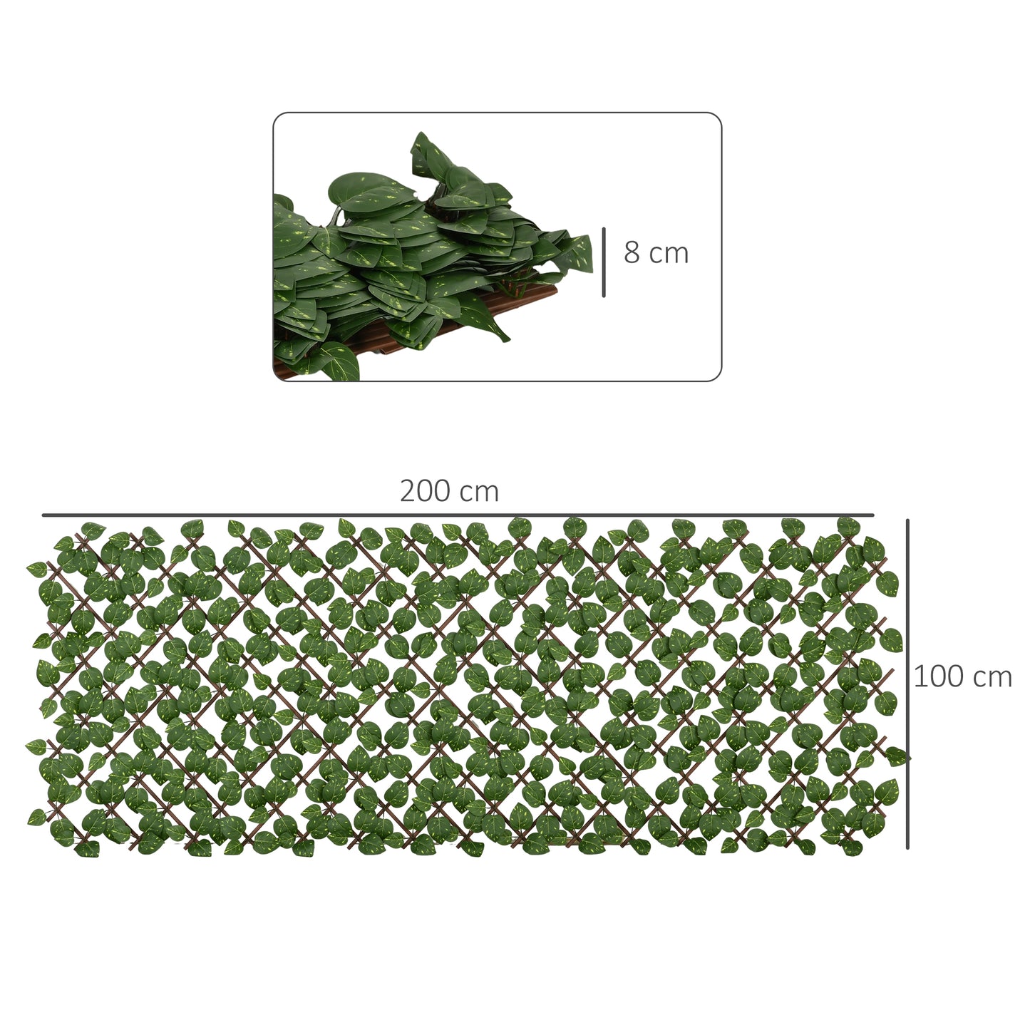 Outsunny Set Of 2 Expandable Artificial Trellis Hedges Realistic Leaf Privacy Screen 2 By 1 Meter