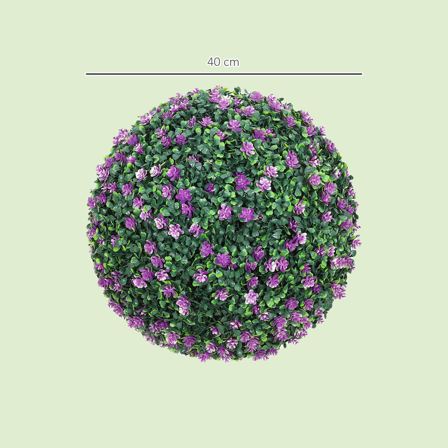 HOMCOM Set of Two Artificial Boxwood Balls Purple for Realistic Indoor Outdoor Decor
