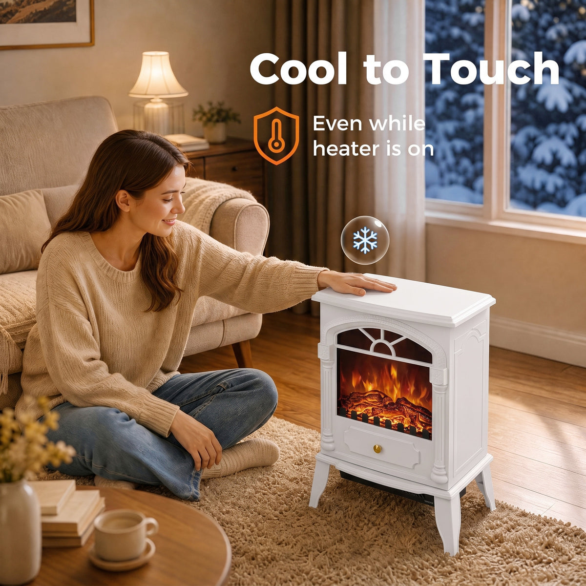 Homcom Freestanding Electric Fireplace With 3D Flame And Thermostat Heater