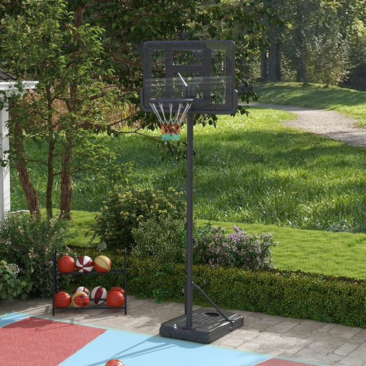 SPORTNOW Height Adjustable Basketball Stand Net Set System, Free standing Basketball Hoop and Stand with Wheels, 200-305cm, Black - ALL4U RETAILER LTD