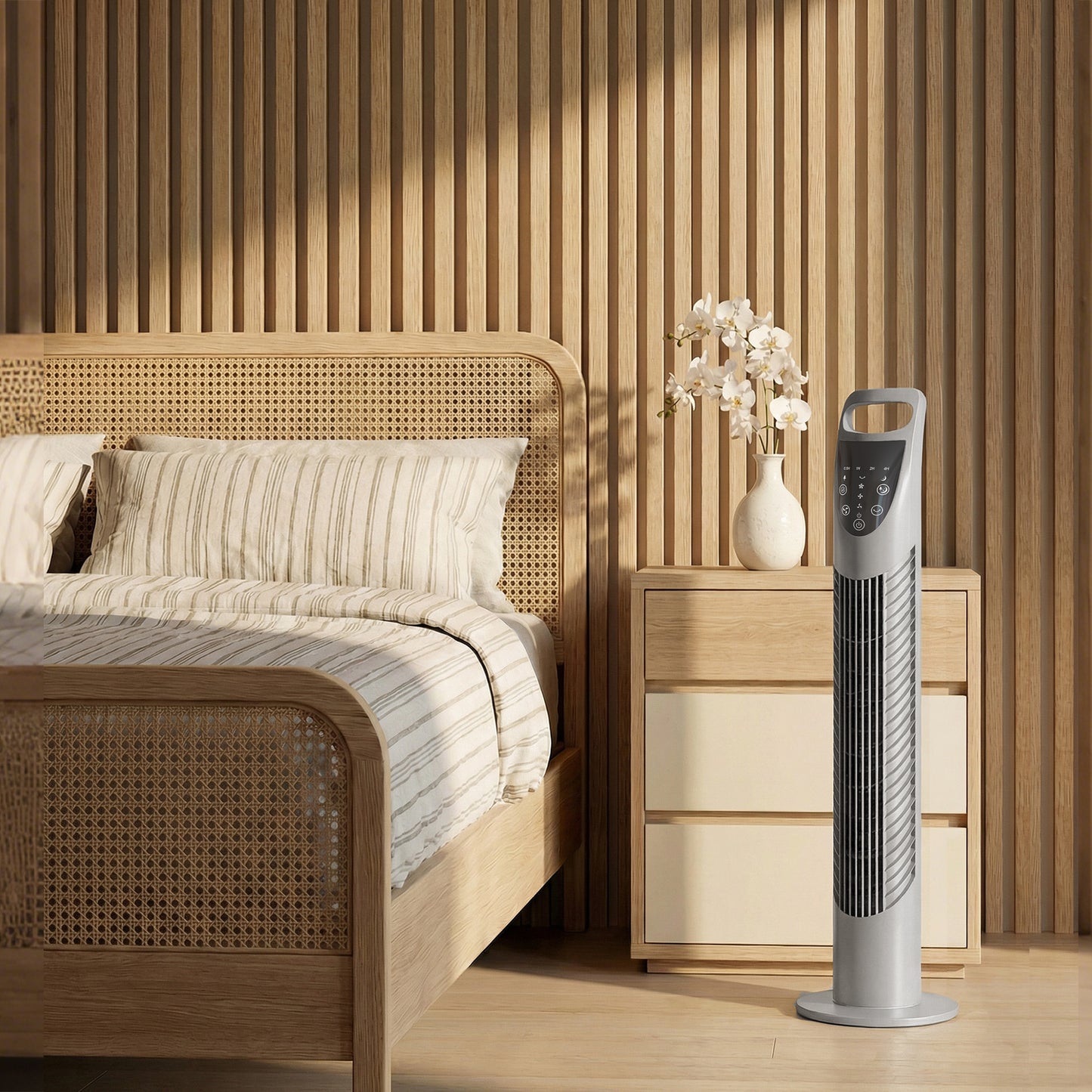 HOMCOM Tower Fan Oscillating With Remote Control 3 Speeds 3 Wind Modes 40W Quiet Grey
