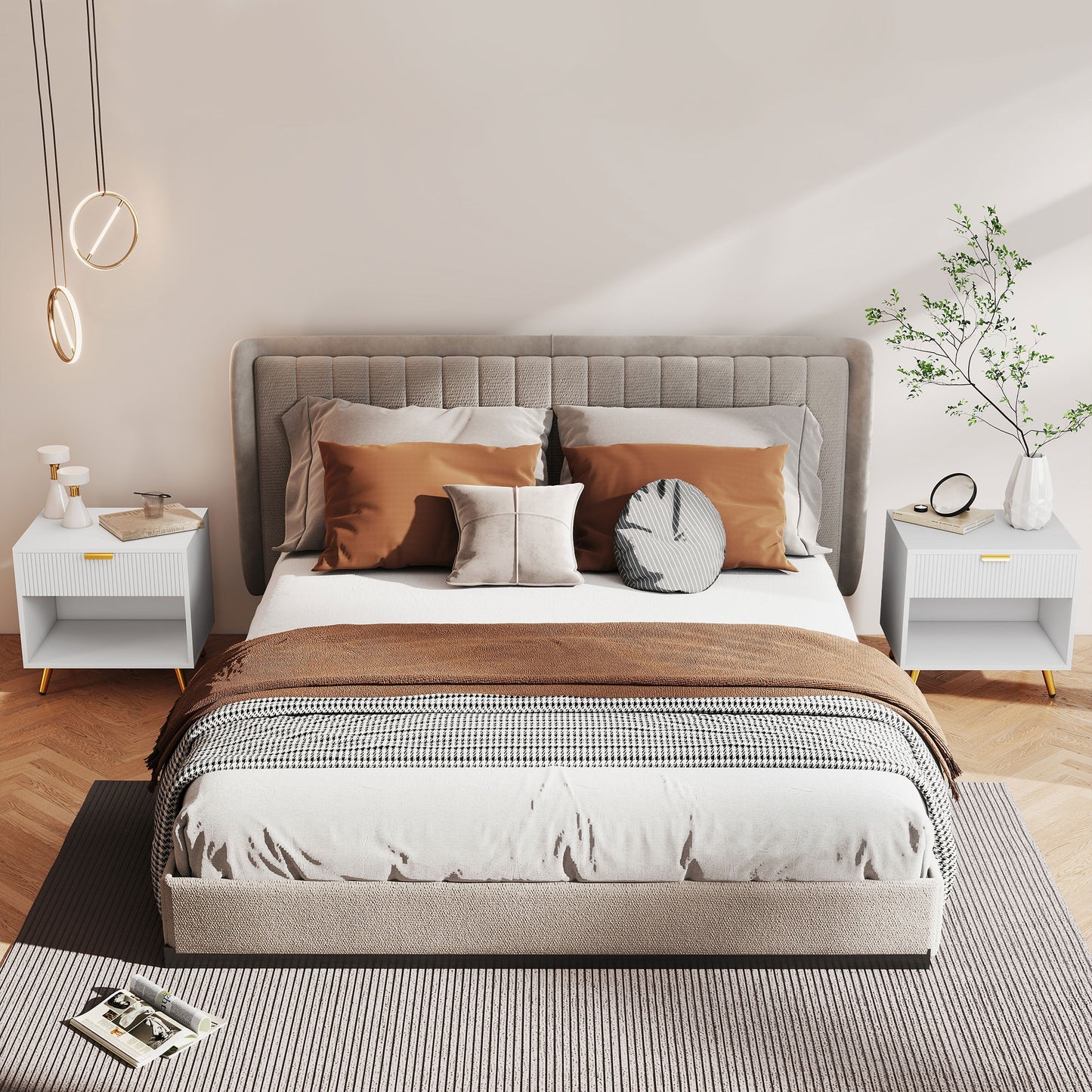 HOMCOM Bedside Tables Set of 2 White With Drawer and Open Compartment Nightstands for Bedroom and Living Room