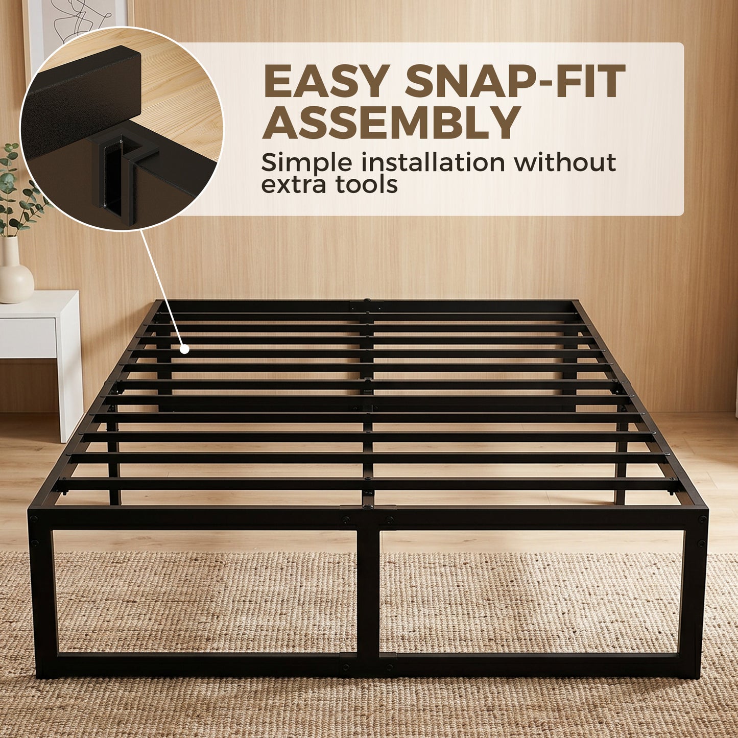 HOMCOM 4Ft Small Double Bed Frame With Underbed Storage And Steel Slat Support 32.5 Cm Height Noise Free Black