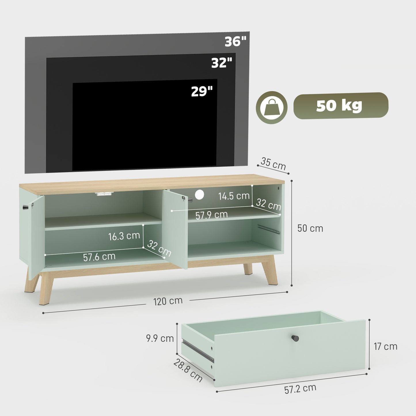 HOMCOM 36 Inch TV Stand Cabinet With 2 Doors And Drawer And Adjustable Shelf Entertainment Center For Modern Living Room