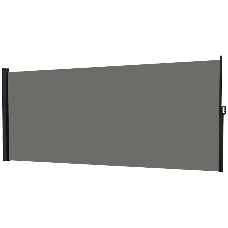 Outsunny Retractable Side Awning - Outdoor Privacy Screen for Garden, Hot Tub, Balcony, Terrace, Pool - 400 x 180cm - Dark Grey - ALL4U RETAILER LTD